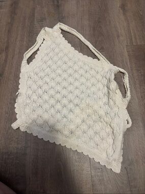 Edikted Cream Crochet Tank with Scallop Trim
